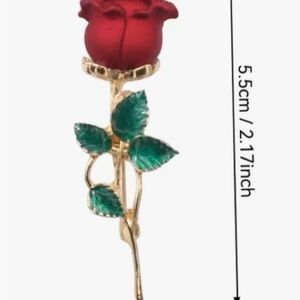Elegant Red Rose Brooch